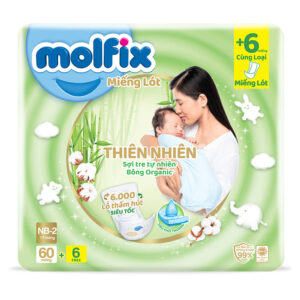 Miếng lót Molfix thiên nhiên size NB2 60 + 6 miếng