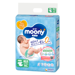 Bỉm tã dán sơ sinh Moony (dưới 5kg, 90 miếng)